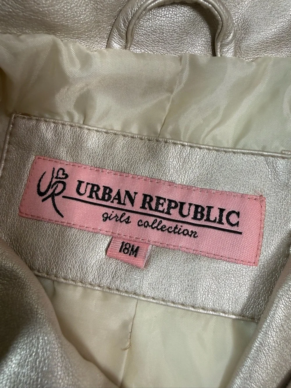URBAN REPUBLIC Faux Leather Moto Jacket Metallic Toddler 18M Biker Chic Trendy